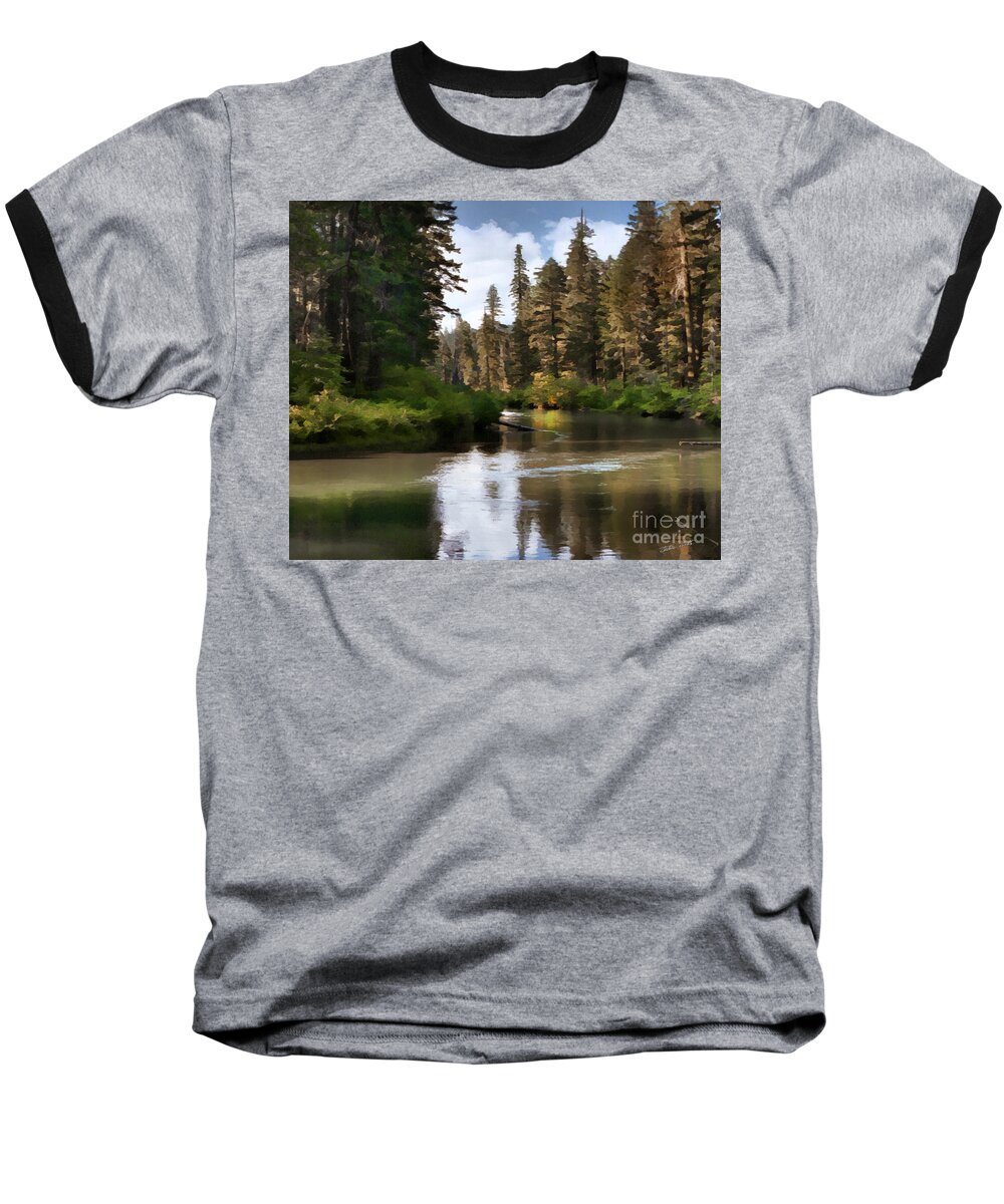Millers Creek Baseball T-Shirt featuring the painting Millers Creek Painterly #2 by Peter Piatt