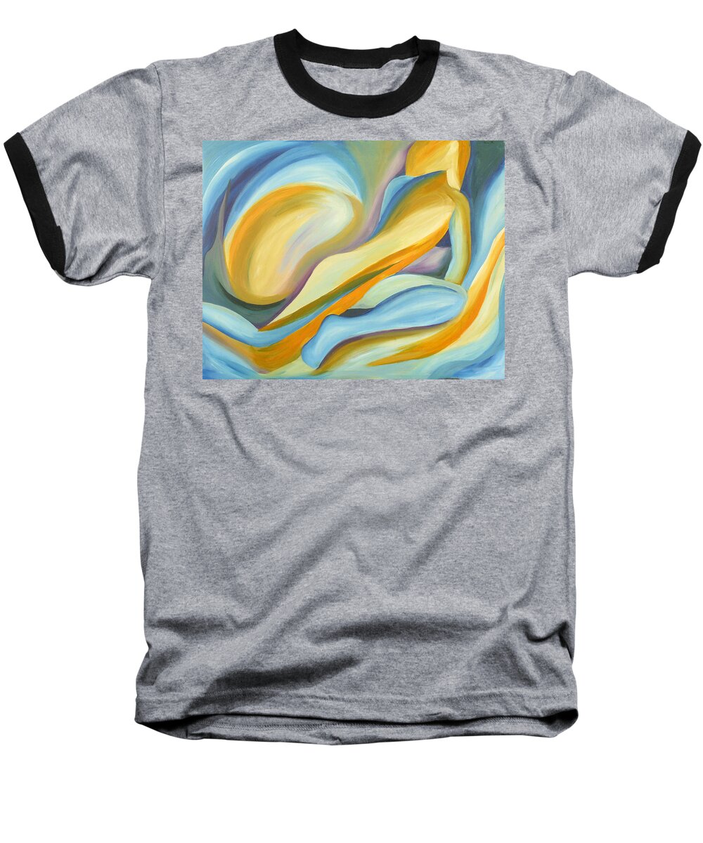 Figure Baseball T-Shirt featuring the painting River by Trina Teele