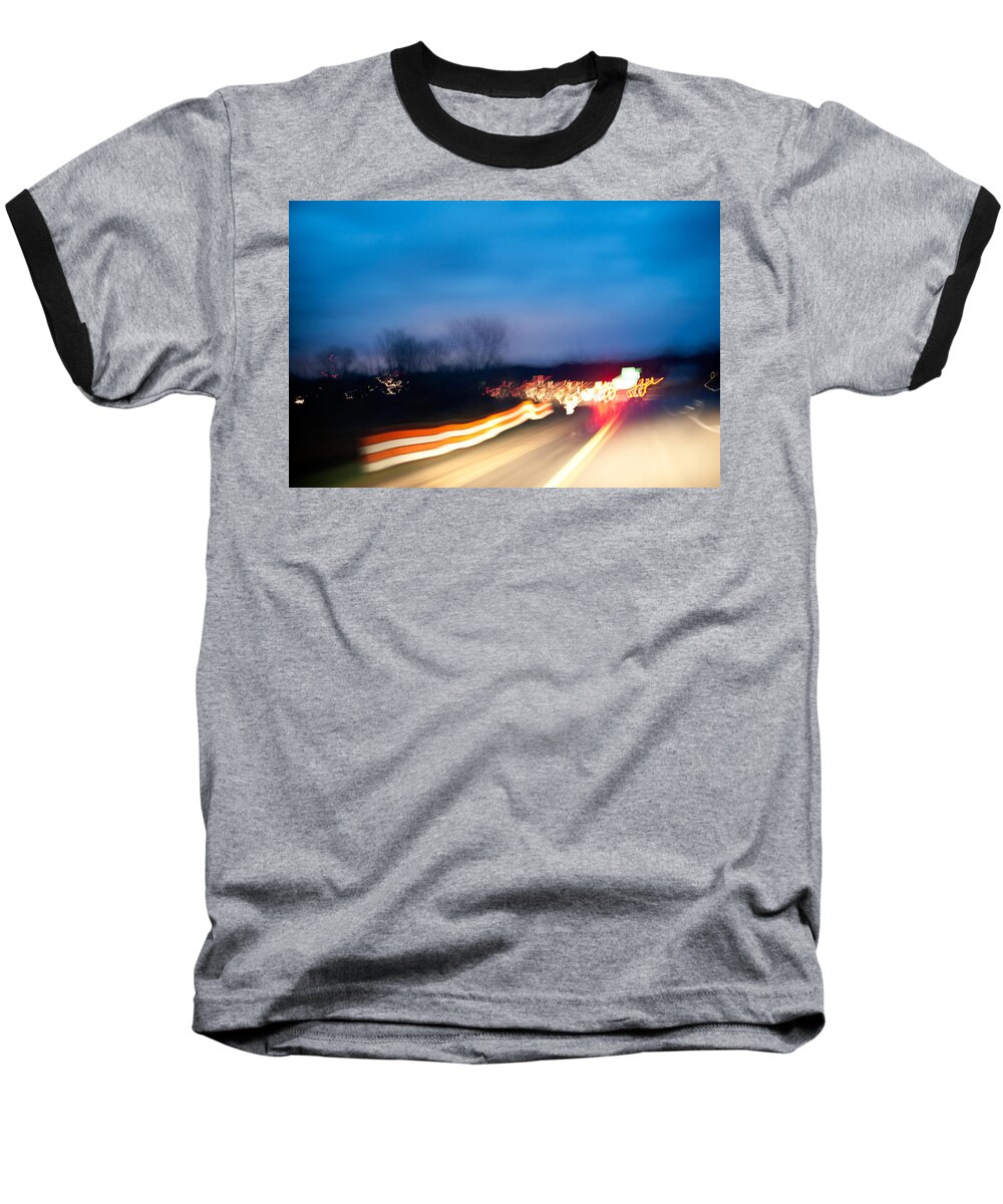 Freeway Baseball T-Shirt featuring the photograph Road at Night 3 by Steven Dunn