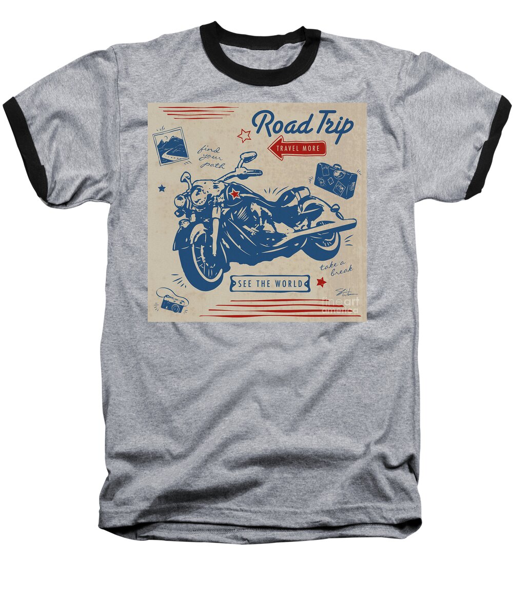 Vintage Baseball T-Shirt featuring the digital art Road Trip by Shari Warren