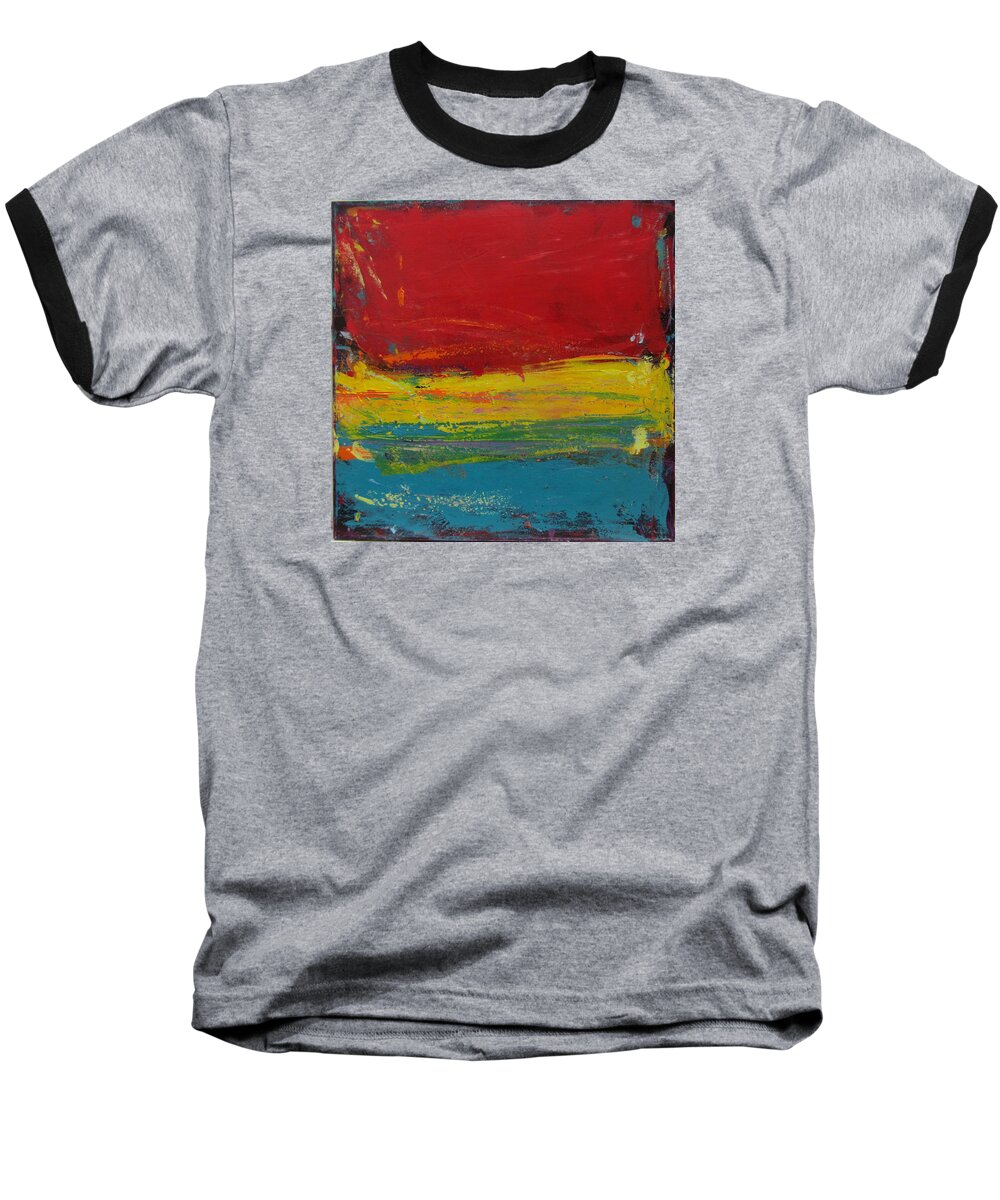 Abstract Baseball T-Shirt featuring the painting Roadtrip 1 by Francine Ethier