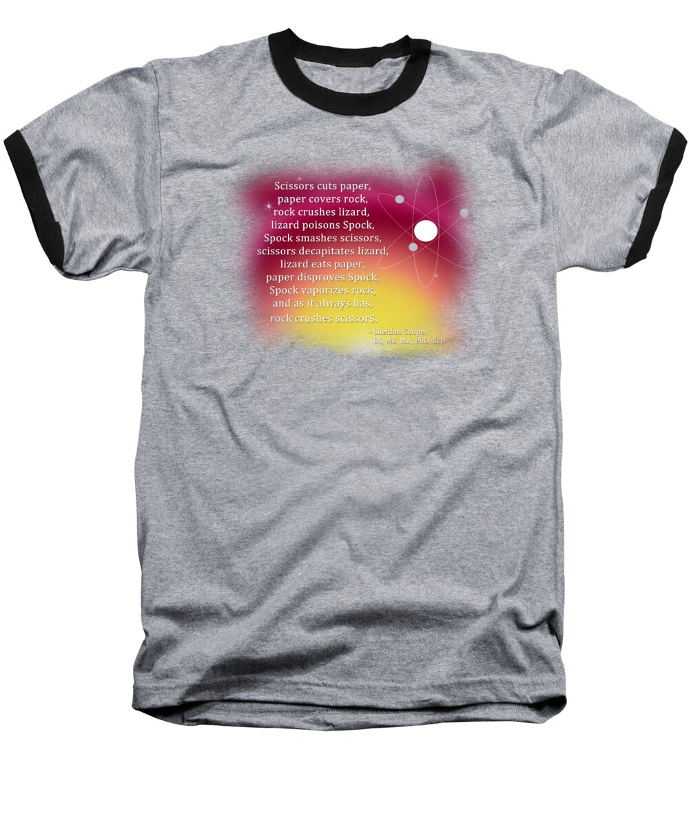 Wright Baseball T-Shirt featuring the digital art Rock - Paper - Scissors - Lizard - Spock by Paulette B Wright