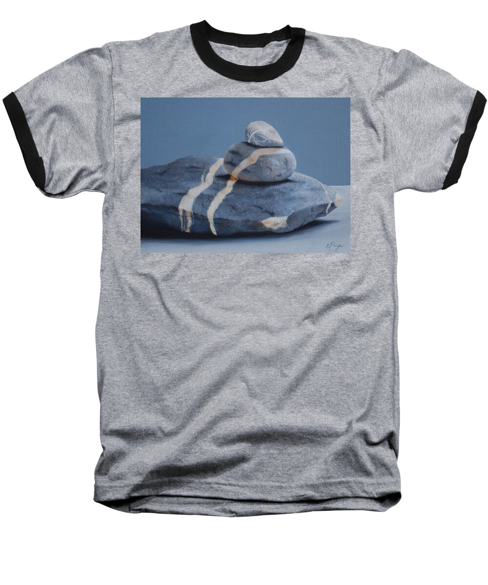 Realism Baseball T-Shirt featuring the painting Rock Stack by Emily Page