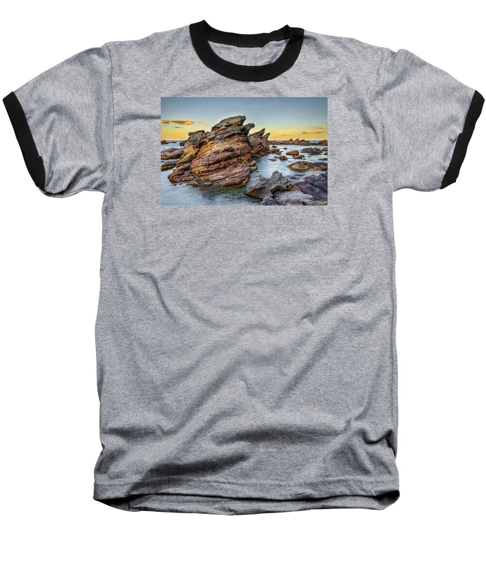 New Zealand Baseball T-Shirt featuring the photograph Rocks and sea by Martin Capek
