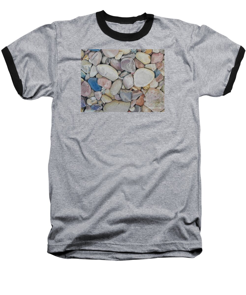 Pencil Baseball T-Shirt featuring the drawing Beach Rocks, Mexico by Glenda Zuckerman