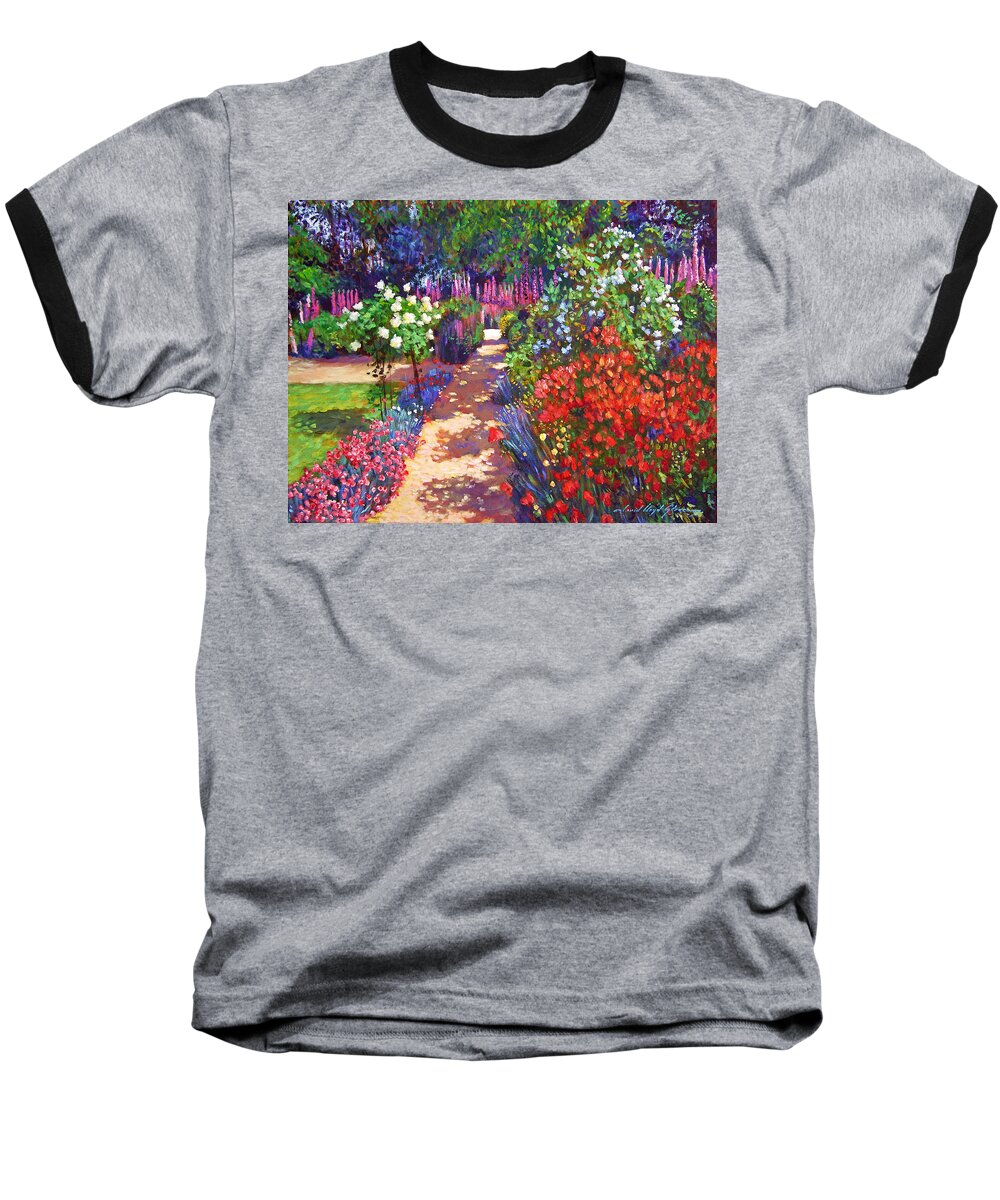 Impressionism Baseball T-Shirt featuring the painting Romantic Garden Walk by David Lloyd Glover