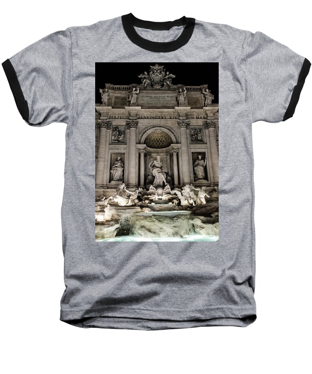 Rome Baseball T-Shirt featuring the photograph Rome - The Trevi Fountain at night 3 by AM FineArtPrints