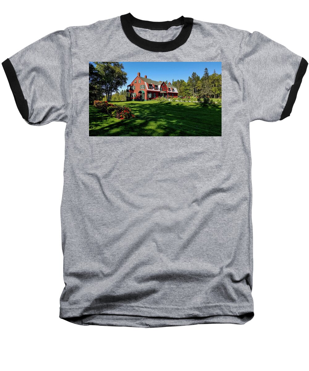 Campobello Baseball T-Shirt featuring the photograph Roosevelt Cottage, Campobello in Canada by Marilyn Burton
