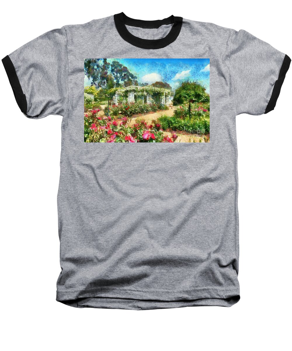 Rose Garden Baseball T-Shirt featuring the digital art Rose Garden by Fran Woods