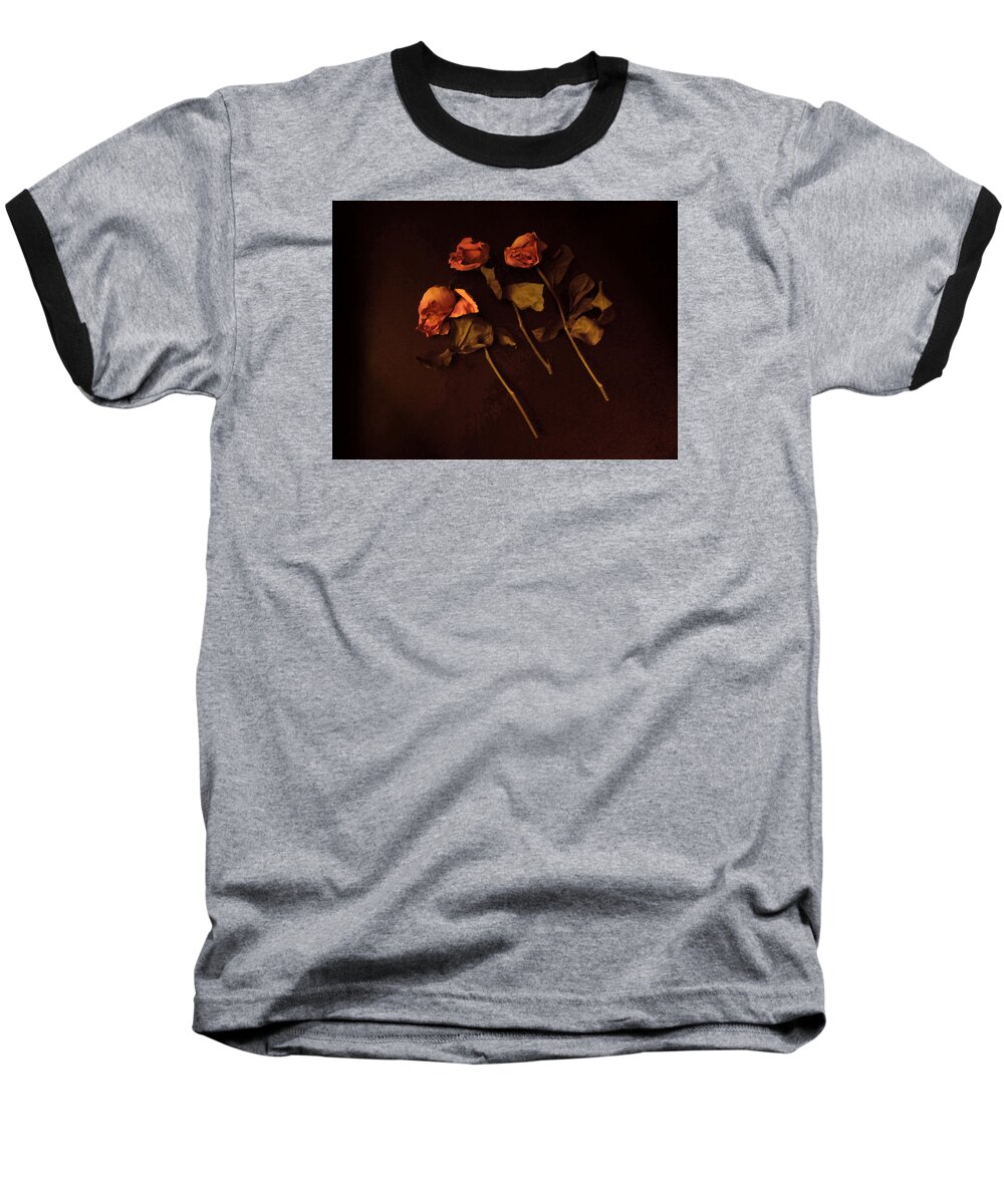 Cedric Hampton Baseball T-Shirt featuring the photograph Roses In Amber Light by Cedric Hampton