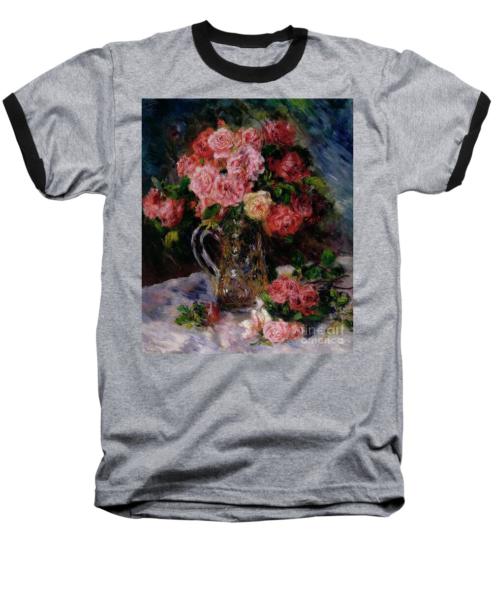Roses Baseball T-Shirt featuring the painting Roses by Pierre Auguste Renoir