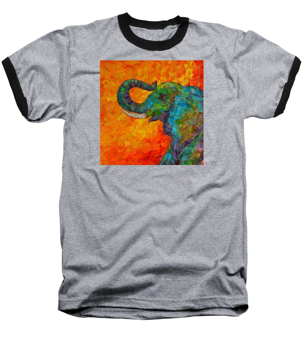 Elephant Baseball T-Shirt featuring the painting Rosy the Elephant by Phiddy Webb