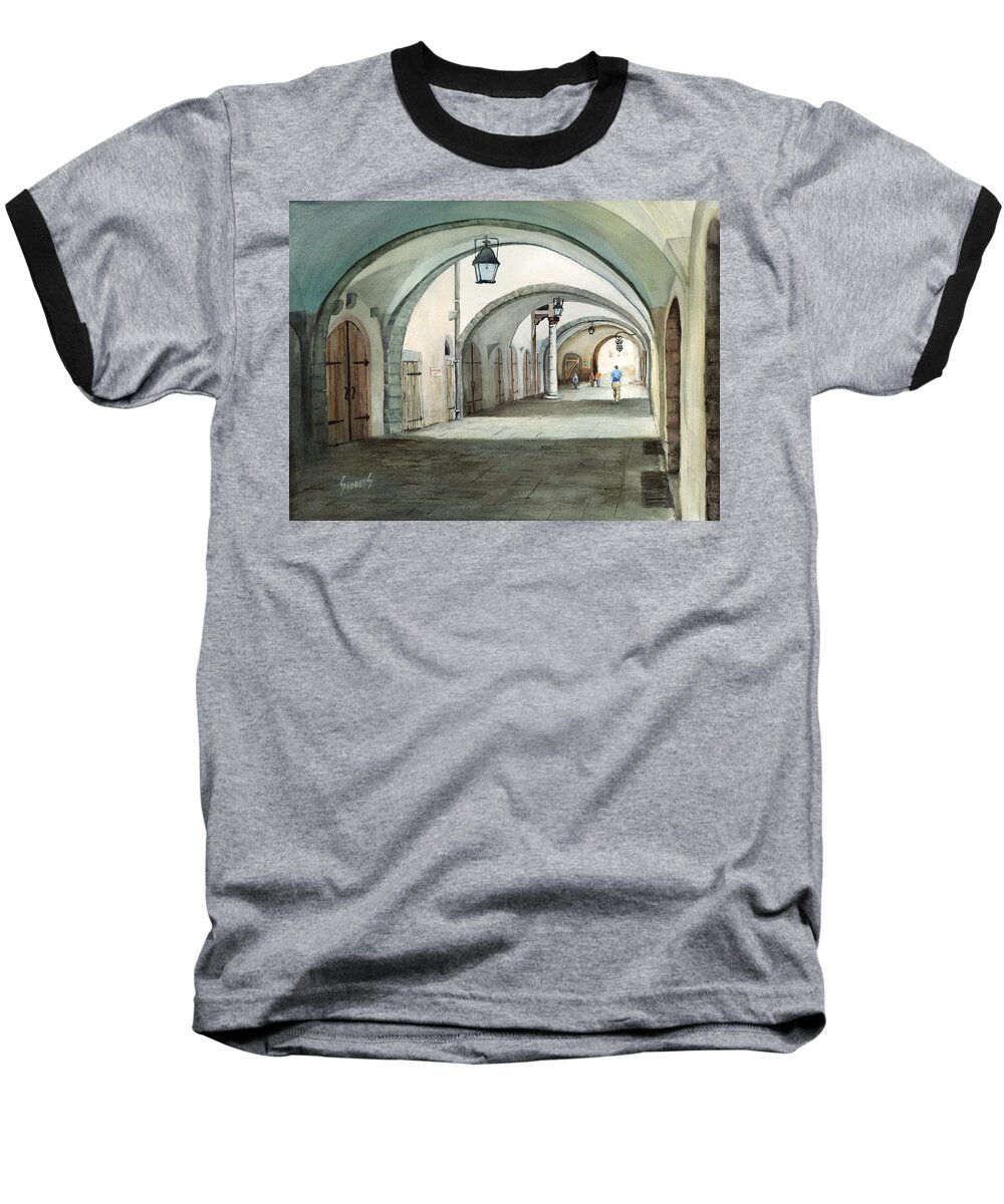 Germany Baseball T-Shirt featuring the painting Rothenburg Backstreet by Sam Sidders