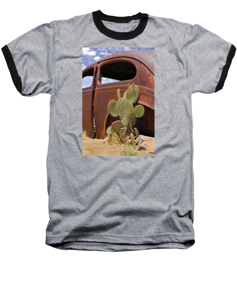 Southwest Baseball T-Shirt featuring the photograph Route 66 Cactus by Mike McGlothlen