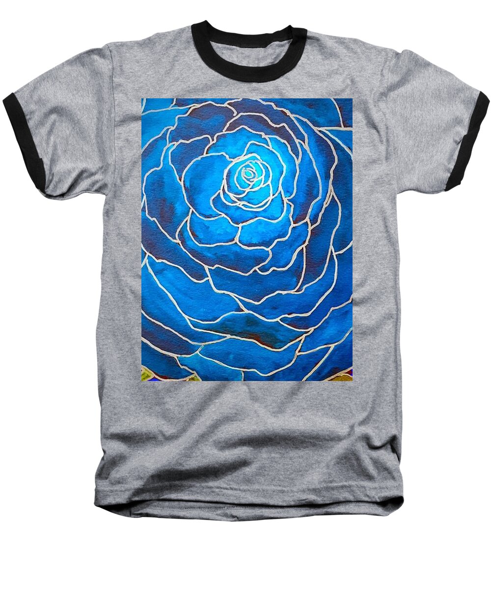Blue Rose Baseball T-Shirt featuring the painting Royal Rose by Anne Sands