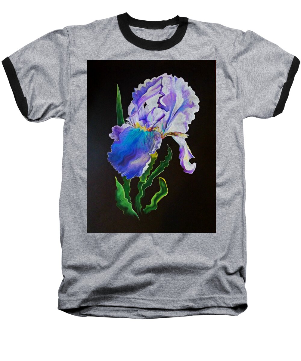 Flower Baseball T-Shirt featuring the drawing Ruffled Iris by David Neace