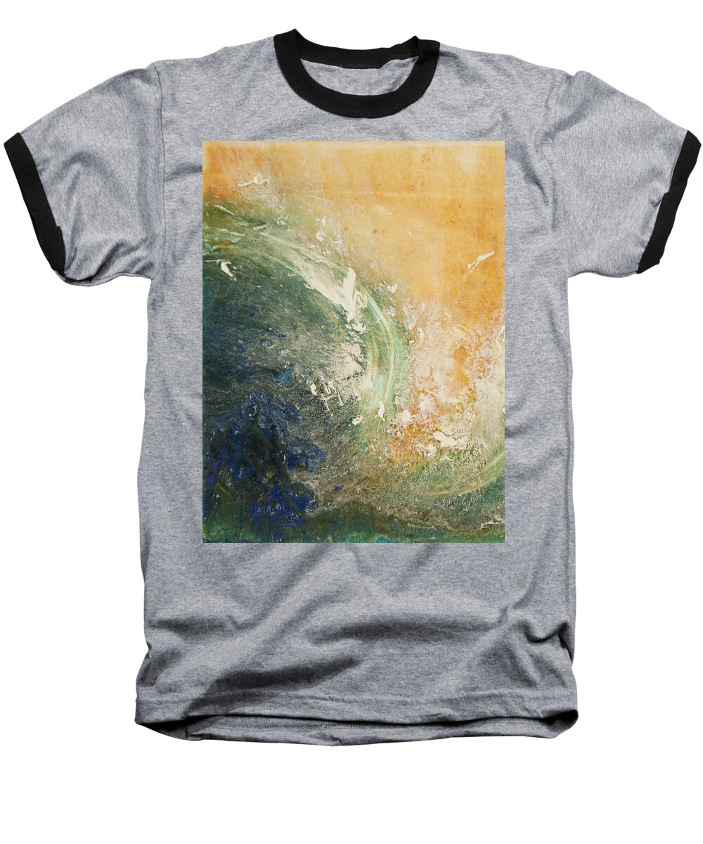 Ocean Baseball T-Shirt featuring the painting Rugged Coast Aerial View by Shelley Myers