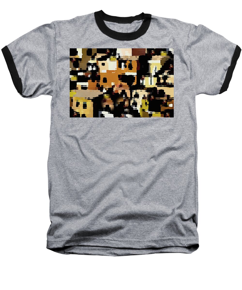 Abstract Baseball T-Shirt featuring the mixed media Ruins, an abstract by Shelli Fitzpatrick