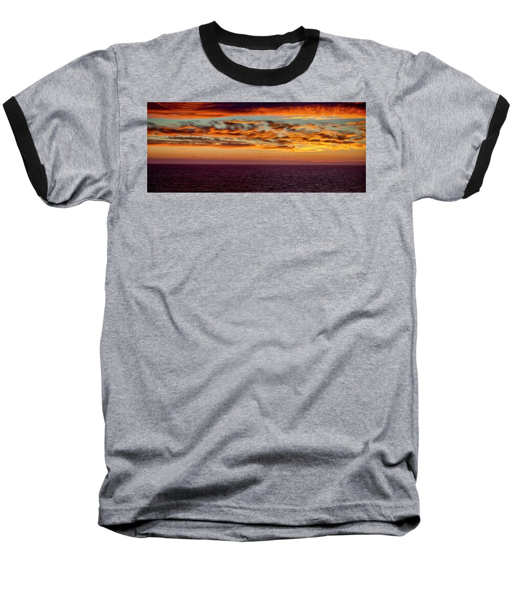  Sunset Baseball T-Shirt featuring the photograph Rush Hour Traffic - Panorama by Gene Parks