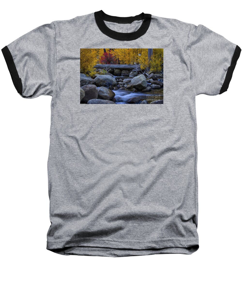 The Carson River West Fork Autumn Baseball T-Shirt featuring the photograph Rushing Into Autumn by Mitch Shindelbower