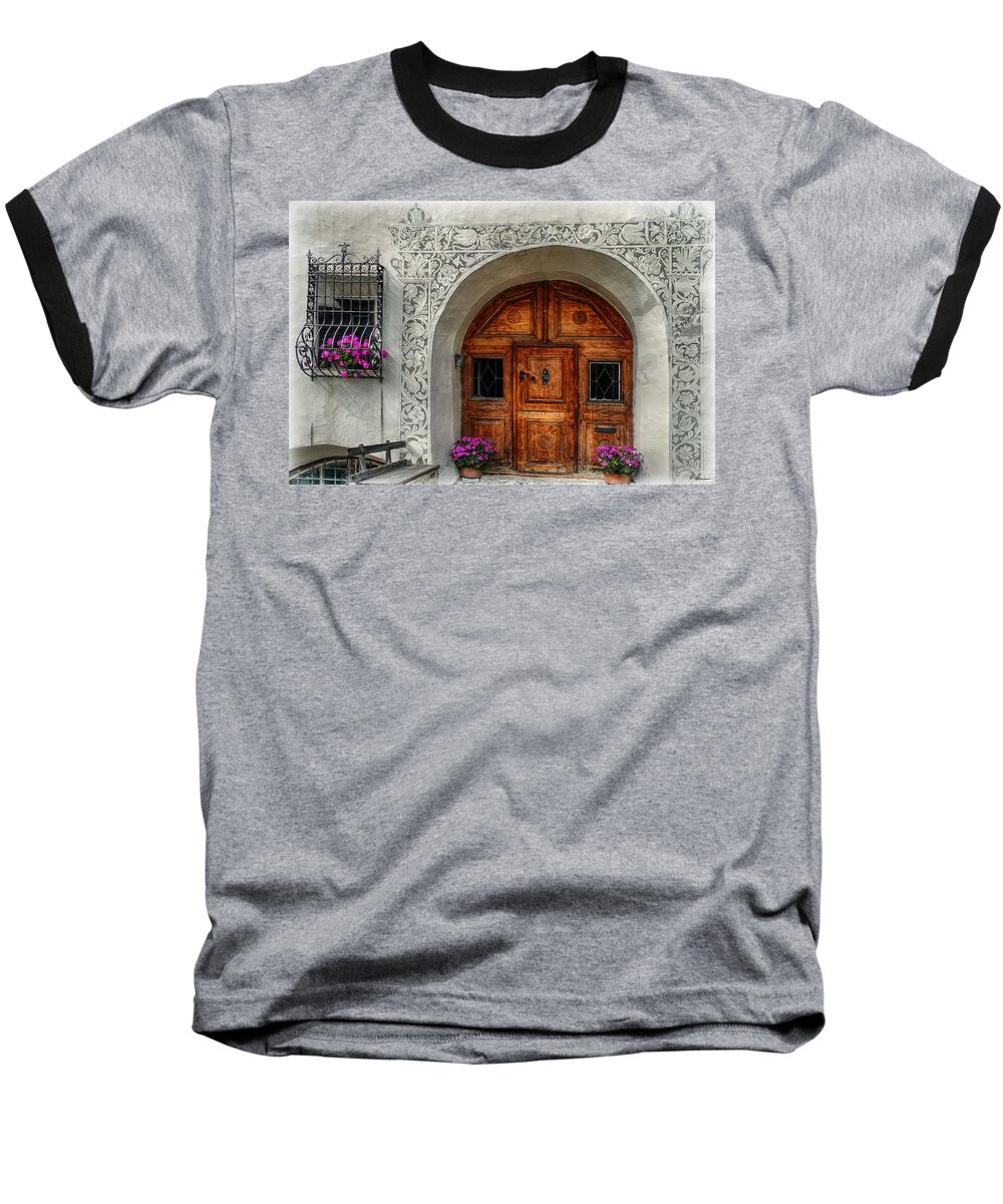 Switzerland Baseball T-Shirt featuring the photograph Rustic Front Door by Hanny Heim