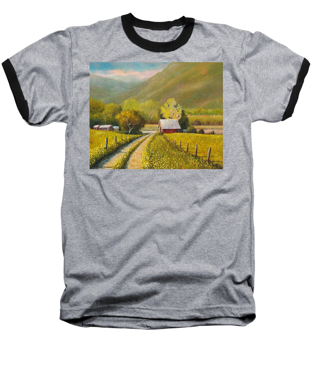 Rustic Baseball T-Shirt featuring the painting Rustic Road by Douglas Castleman