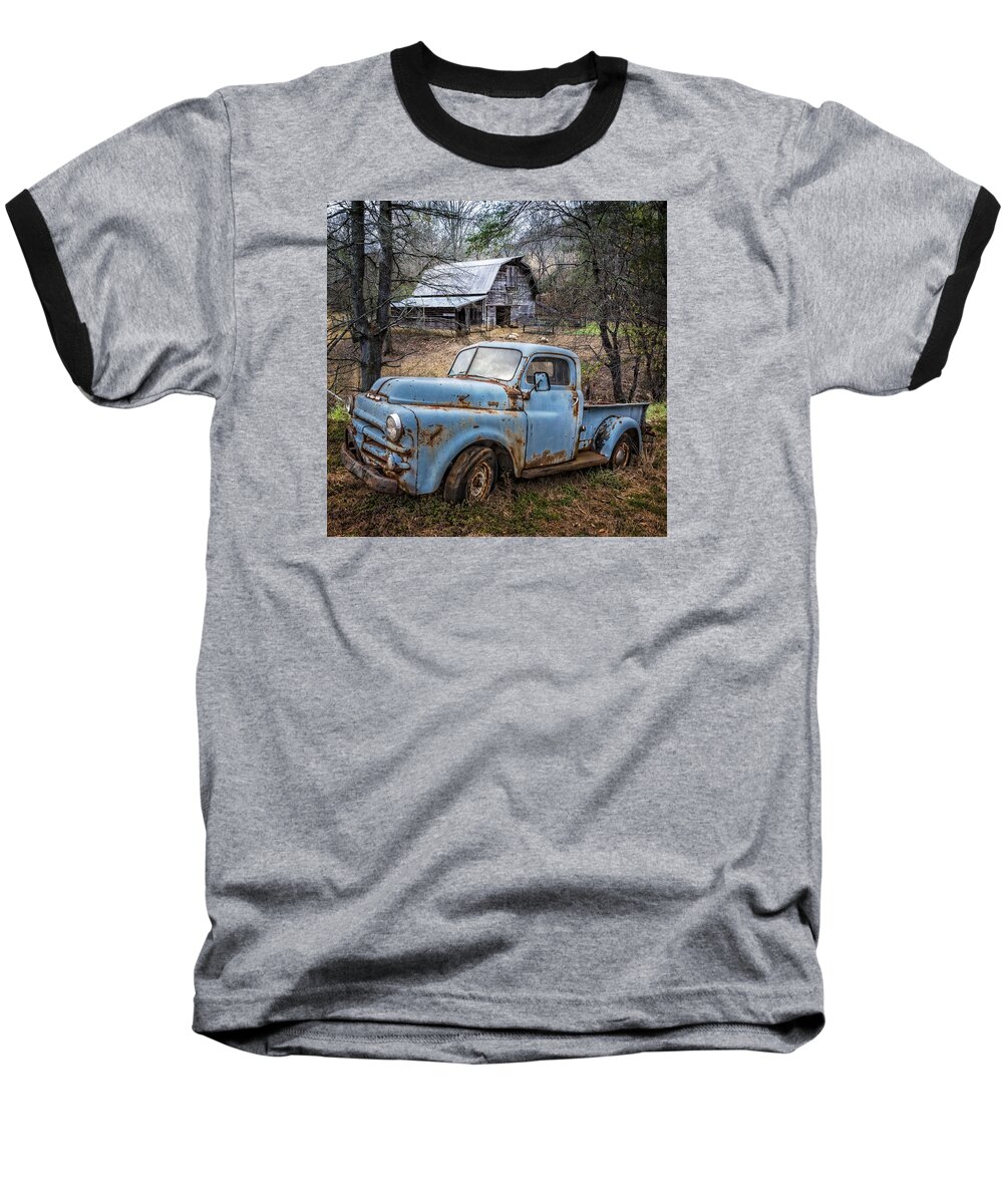1950s Baseball T-Shirt featuring the photograph Rusty Blue Dodge by Debra and Dave Vanderlaan