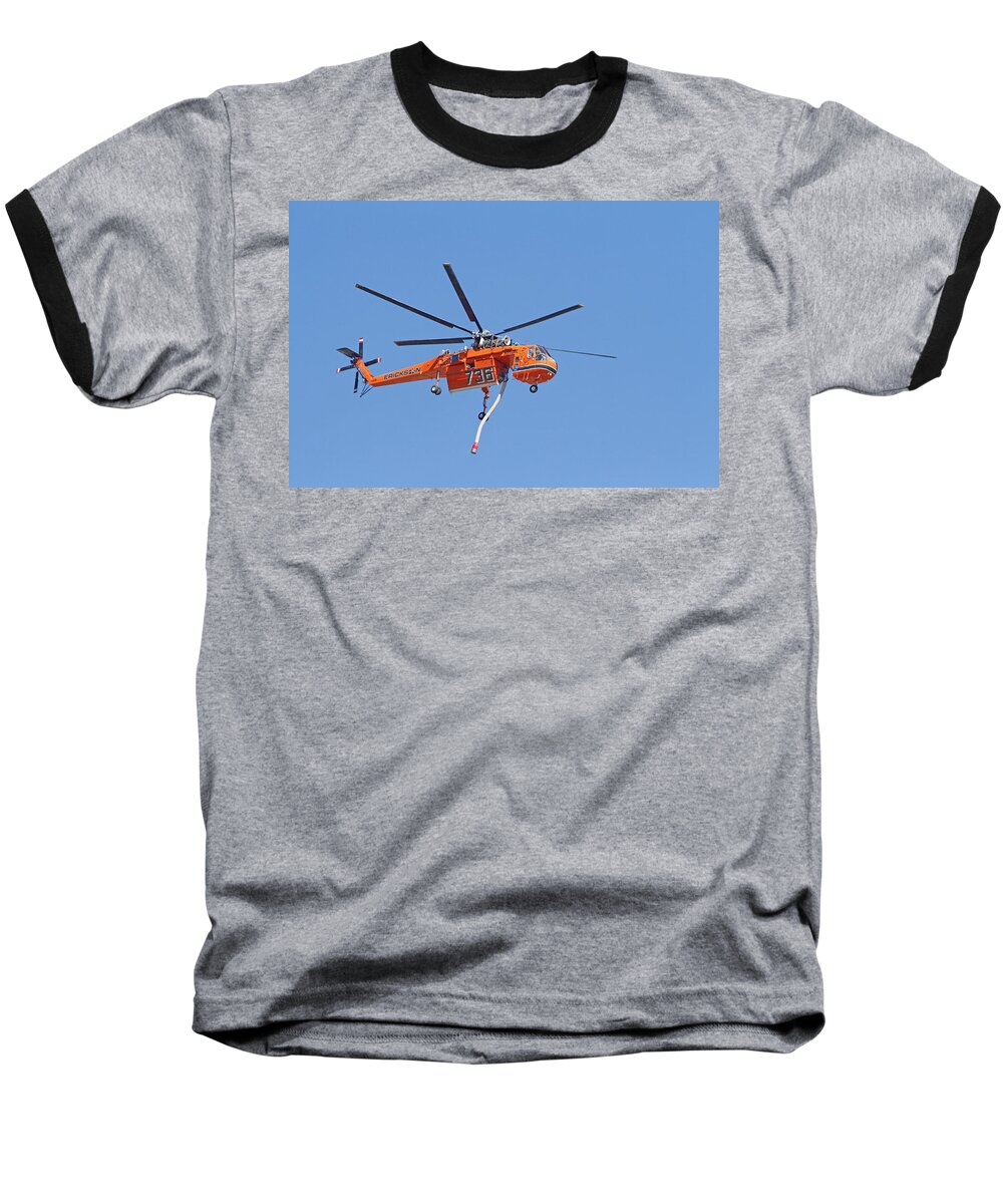 Lafd Baseball T-Shirt featuring the photograph S-64E Elvis in Flight by Shoal Hollingsworth