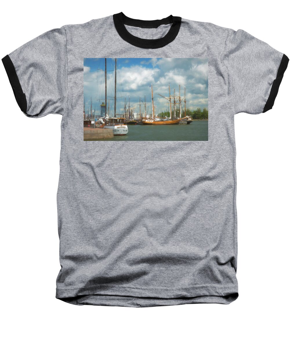 Helsinki; Finland; Harbor; Boats; Scandinavia; Europe Baseball T-Shirt featuring the digital art Safe Harbor by Mick Burkey