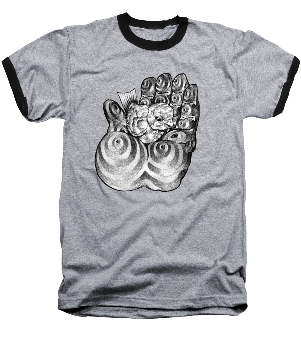 Mouseizm Baseball T-Shirt featuring the drawing Safty Nest by Myron Belfast