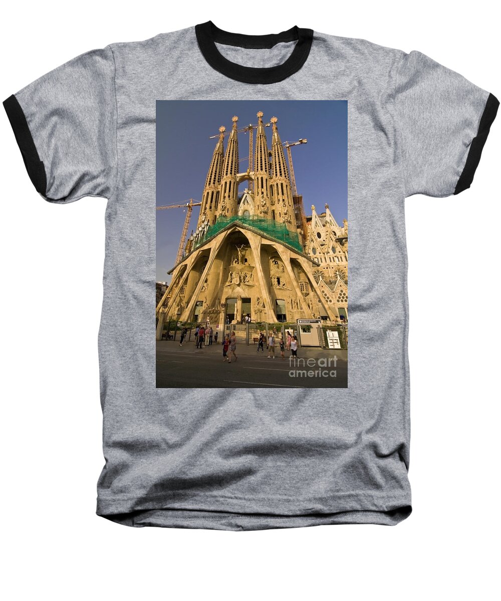 Sagrada Famila Baseball T-Shirt featuring the photograph Sagrada Famila in the fading sun. by Sven Brogren