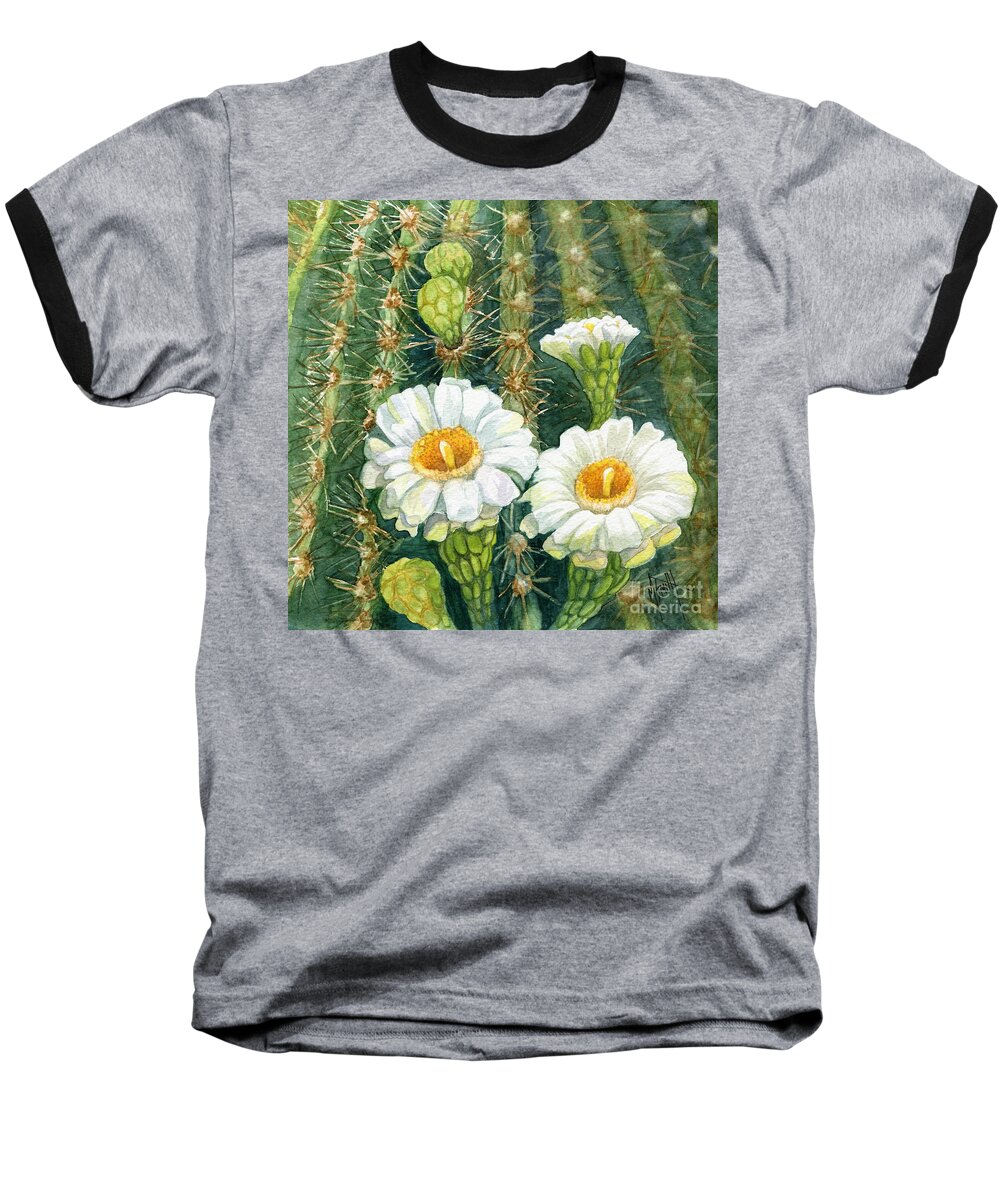 Saguaro Baseball T-Shirt featuring the painting Saguaro Cactus by Marilyn Smith