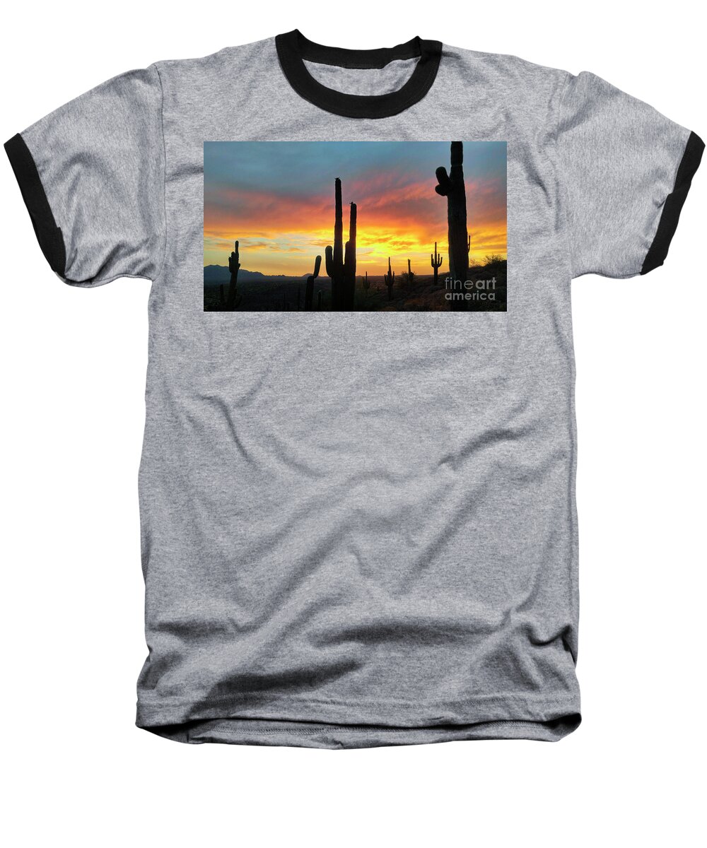 Anthony Citro Photography Baseball T-Shirt featuring the photograph Saguaro Sunset by Anthony Citro