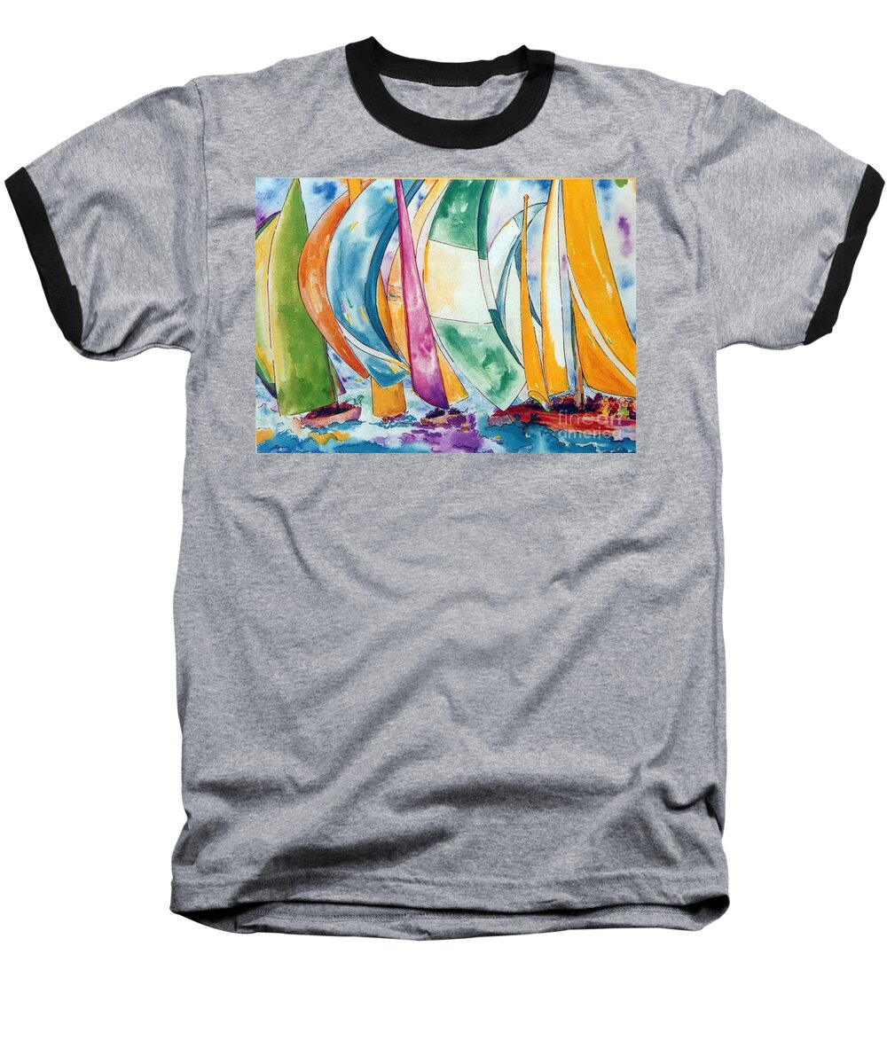 Sail Boats Baseball T-Shirt featuring the painting Sailboat Race by Lisa Boyd