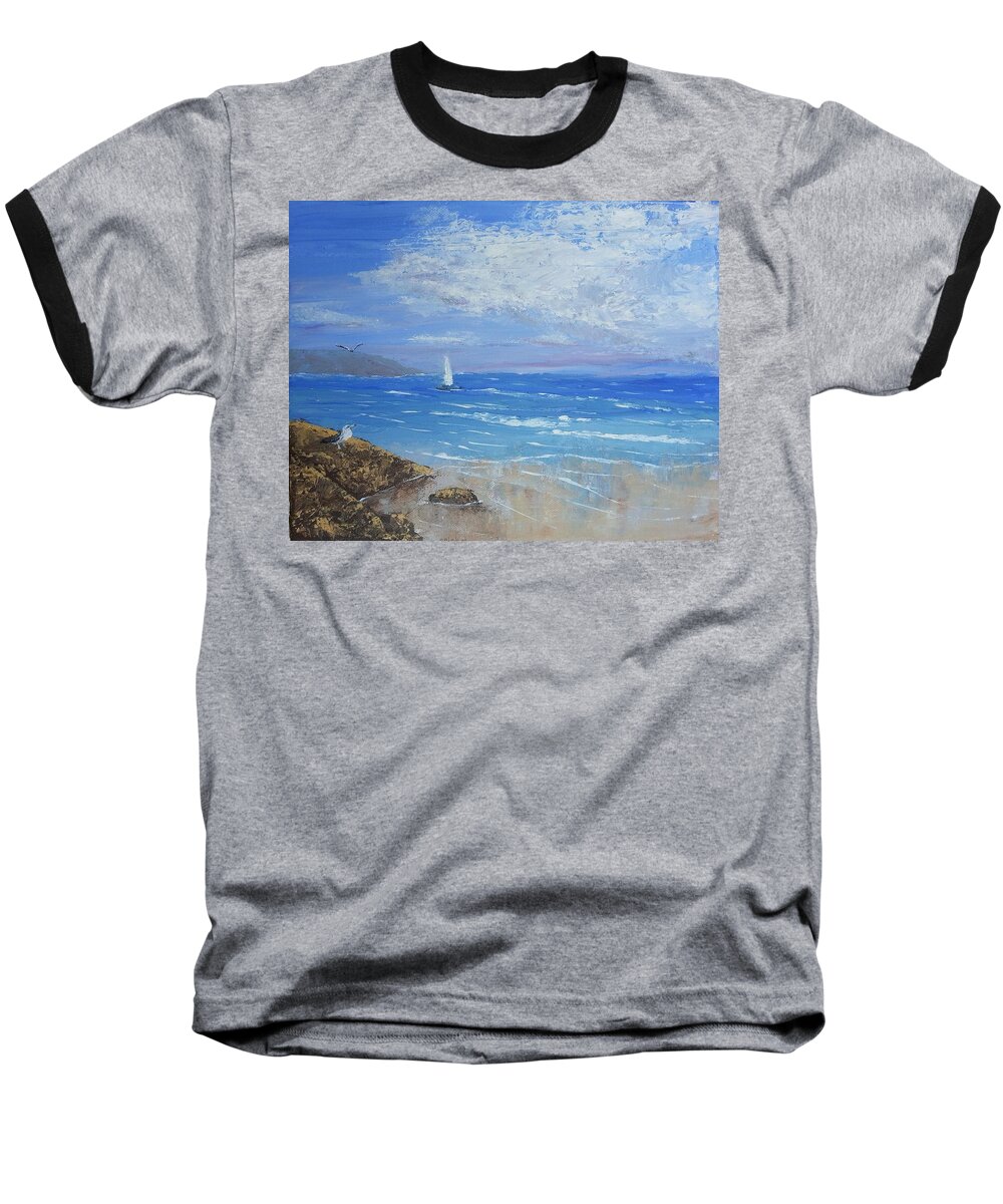 Palette Knife Painting Baseball T-Shirt featuring the painting Sailing Away by Mishel Vanderten