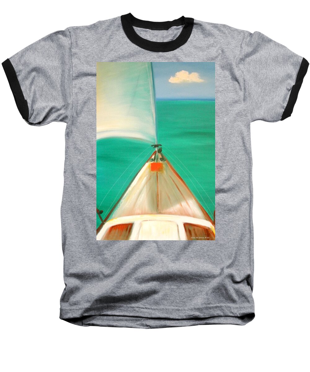 Sea Baseball T-Shirt featuring the painting Sailing by Gina De Gorna