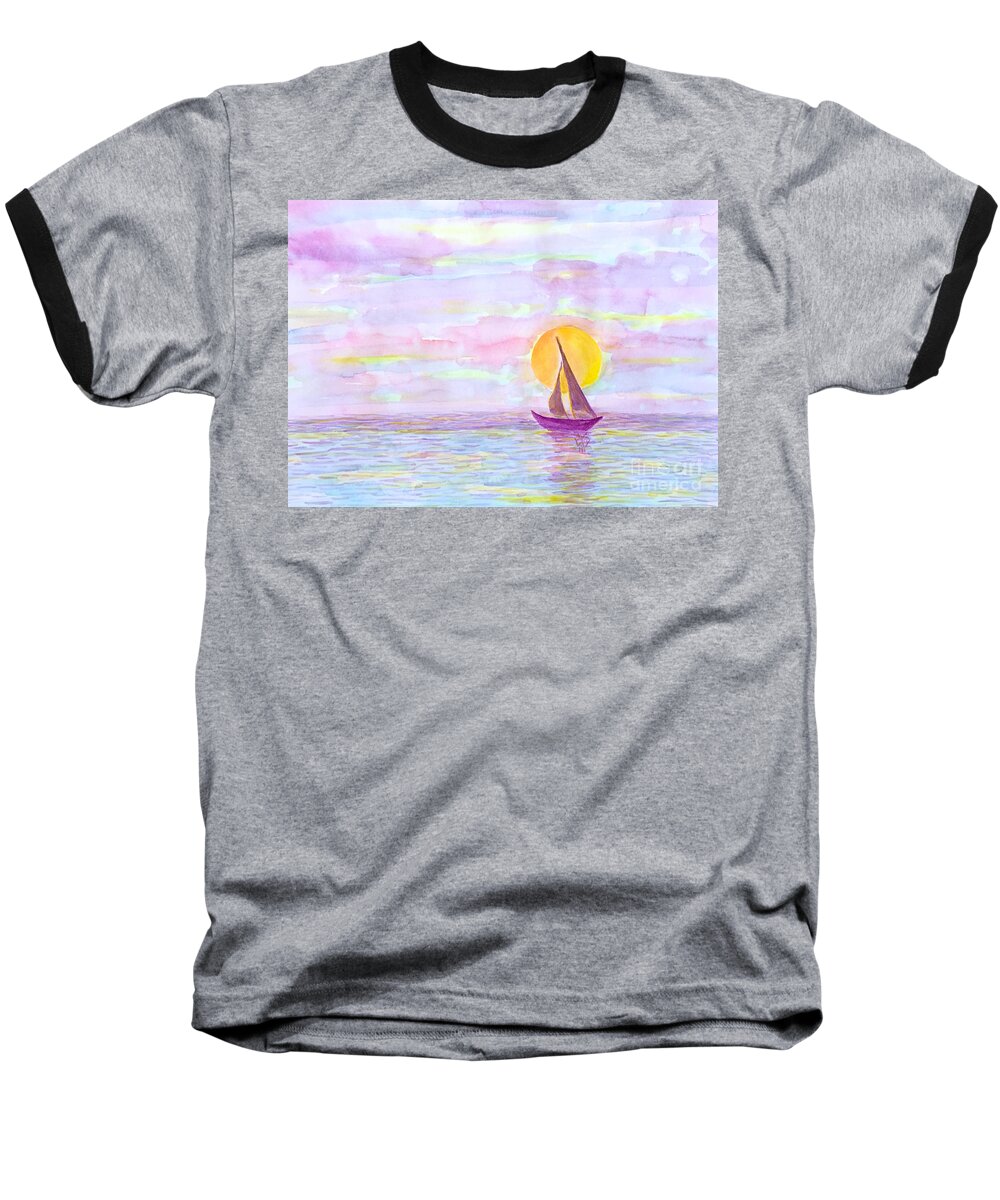 Nature Baseball T-Shirt featuring the painting Sailing #1 by Wonju Hulse
