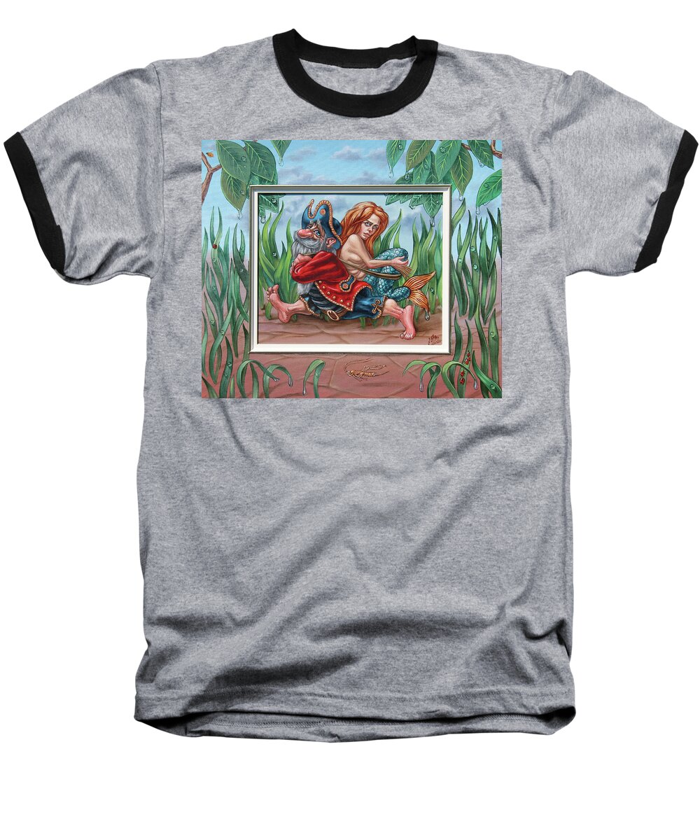 Painting Baseball T-Shirt featuring the painting Sailor and mermaid by Victor Molev