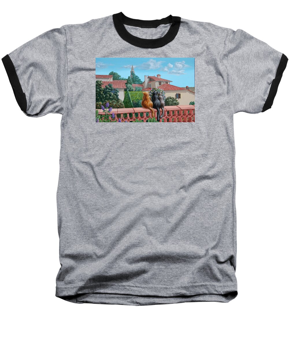 Cat Baseball T-Shirt featuring the painting Saint-Frajou. August. by Victor Molev