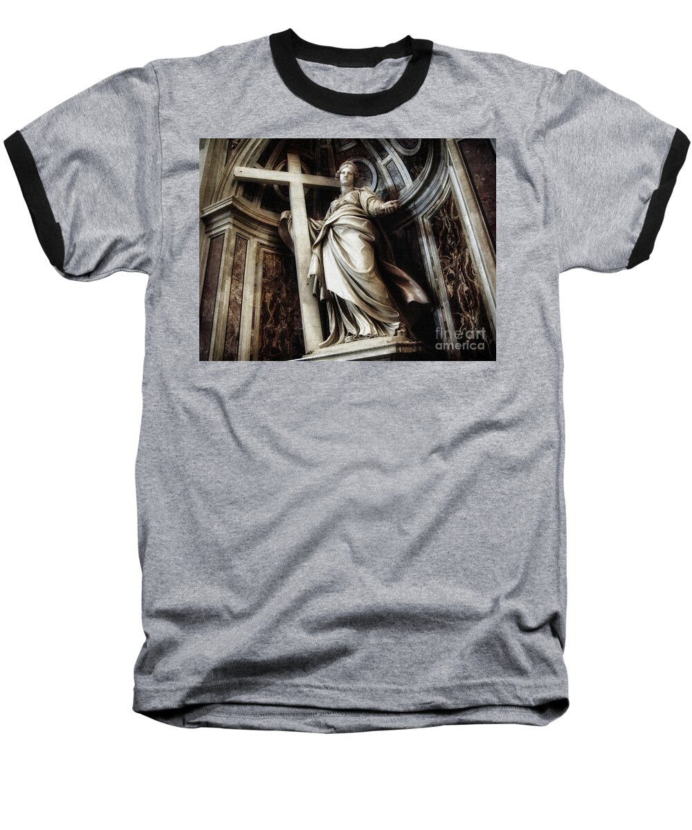 Woman Baseball T-Shirt featuring the photograph Saint Helena statue inside Saint Peter s Basilica Rome Italy by Daliana Pacuraru