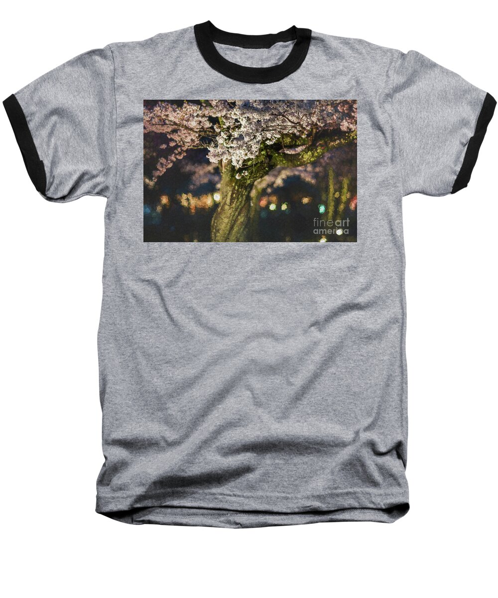 Spring Baseball T-Shirt featuring the photograph Sakura at Night by Eva Lechner