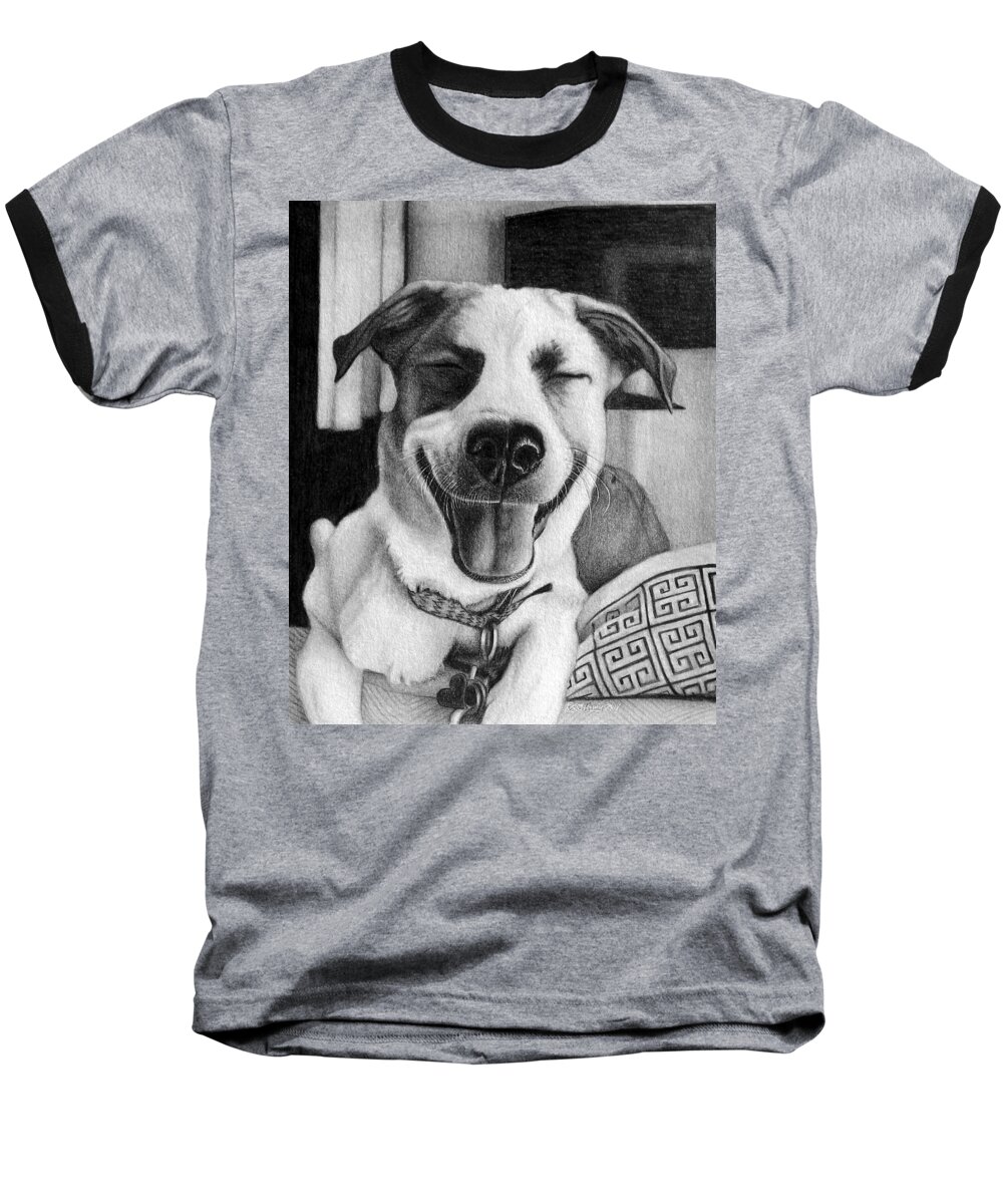 Dog Baseball T-Shirt featuring the drawing Sam by Danielle R T Haney