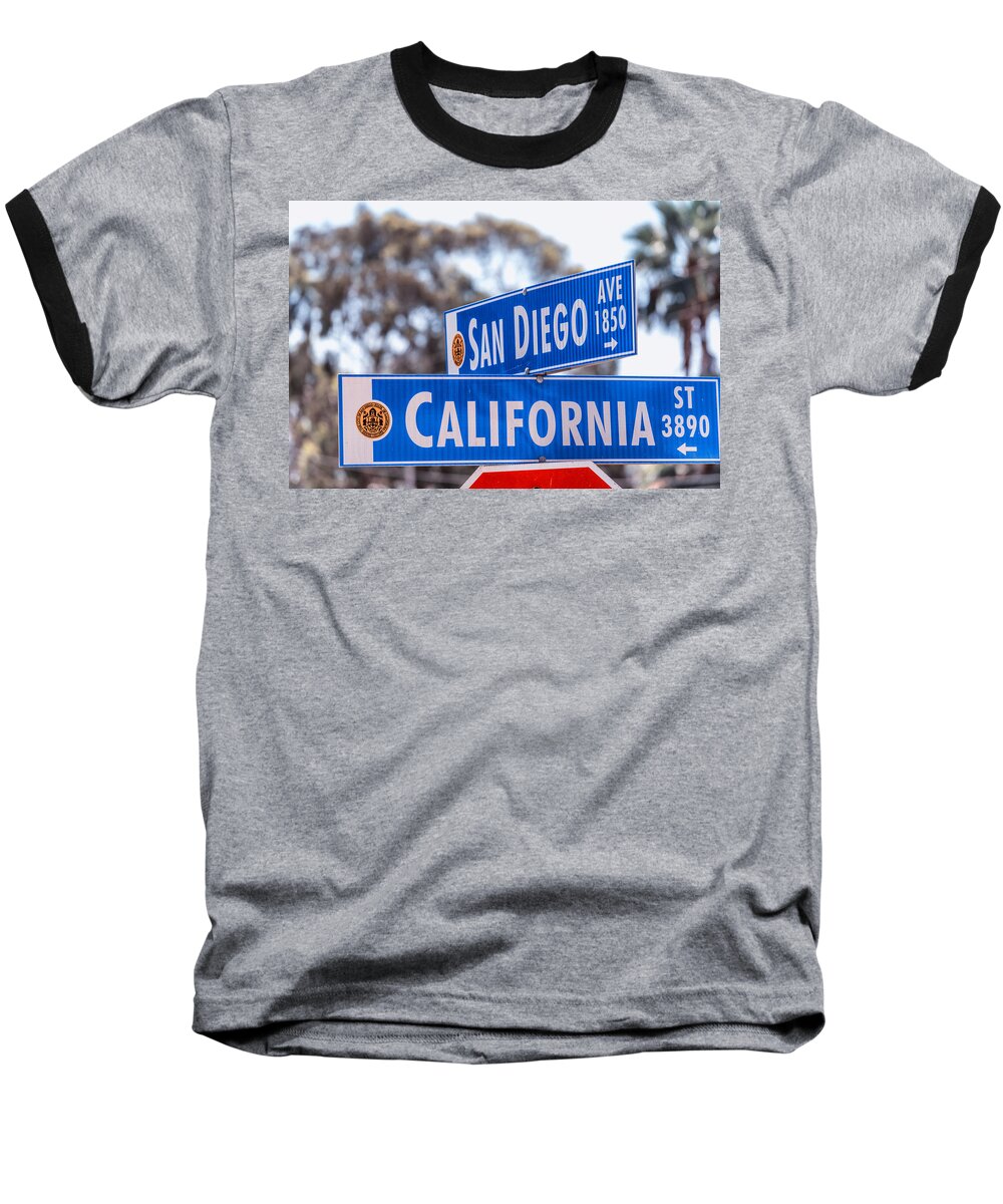 San Diego Baseball T-Shirt featuring the photograph San Diego California Street Signs by Joseph S Giacalone