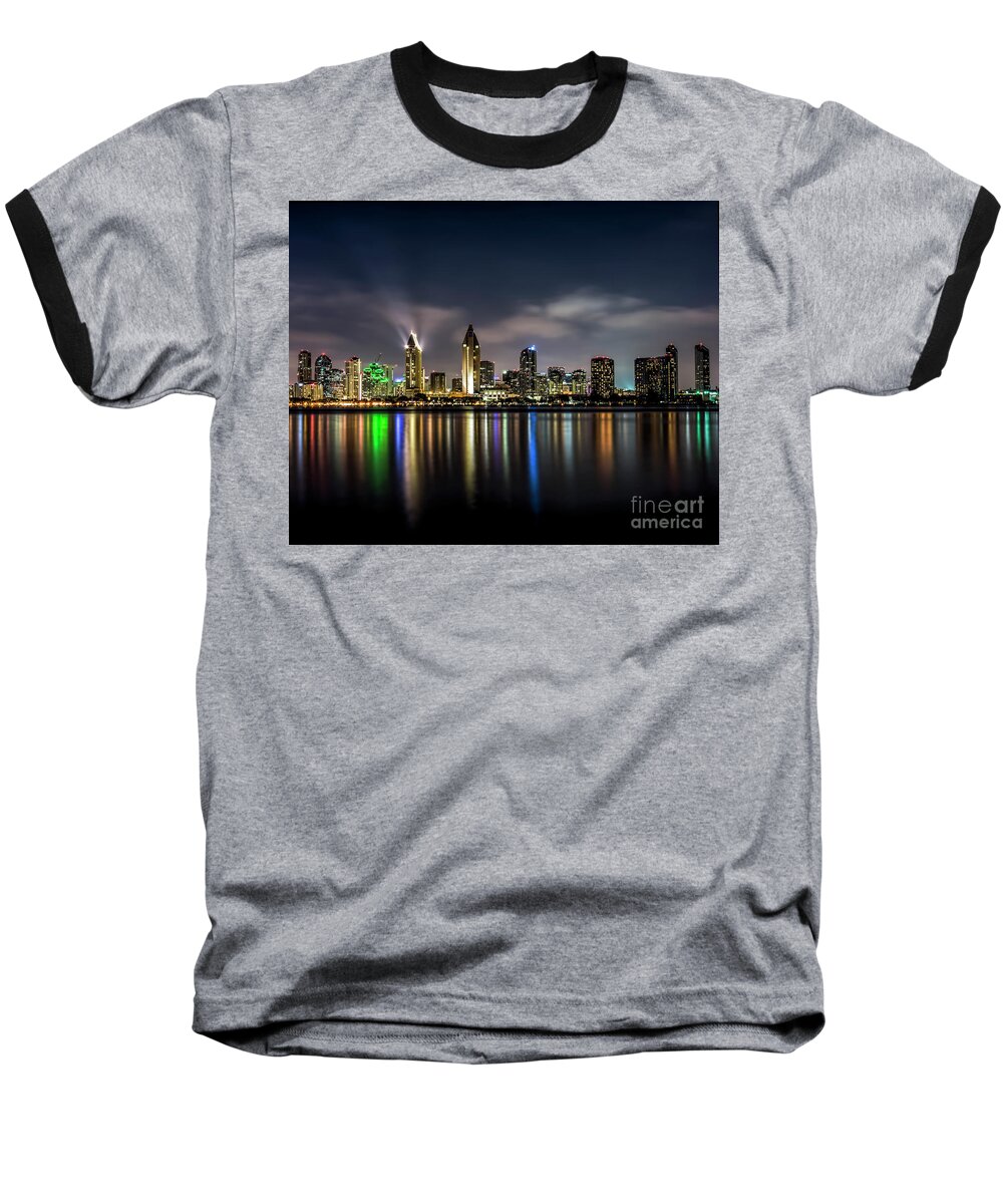 San Diego Baseball T-Shirt featuring the photograph San Diego Skyline At Night by Ken Johnson