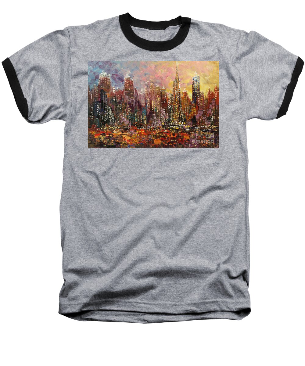 San Baseball T-Shirt featuring the painting San Francisco by Tatiana Iliina