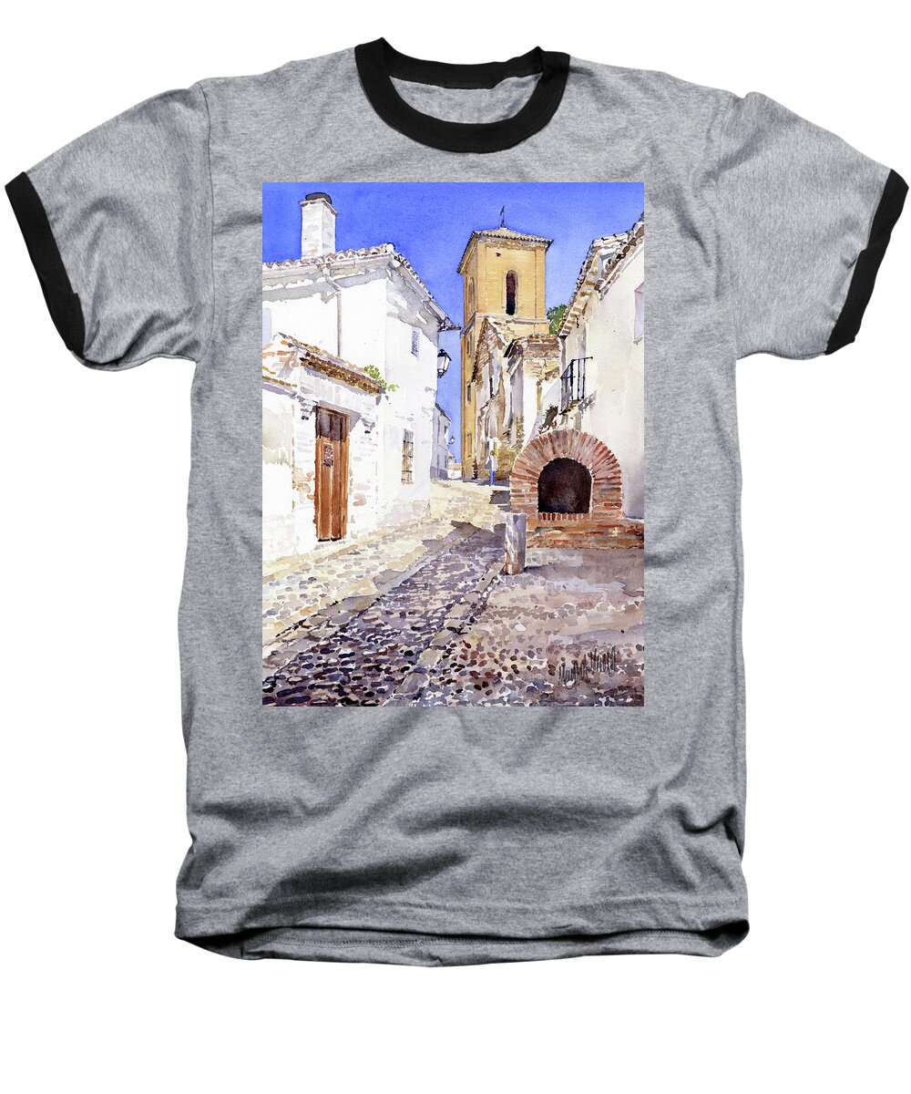 Granada Baseball T-Shirt featuring the painting San Luis Granada by Margaret Merry
