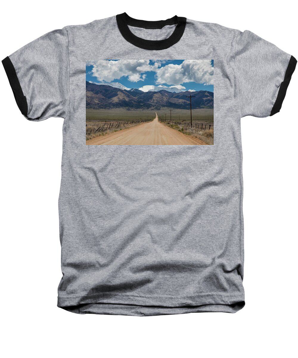 San Luis Valley Baseball T-Shirt featuring the photograph San Luis Valley Back Road Cruising by James BO Insogna