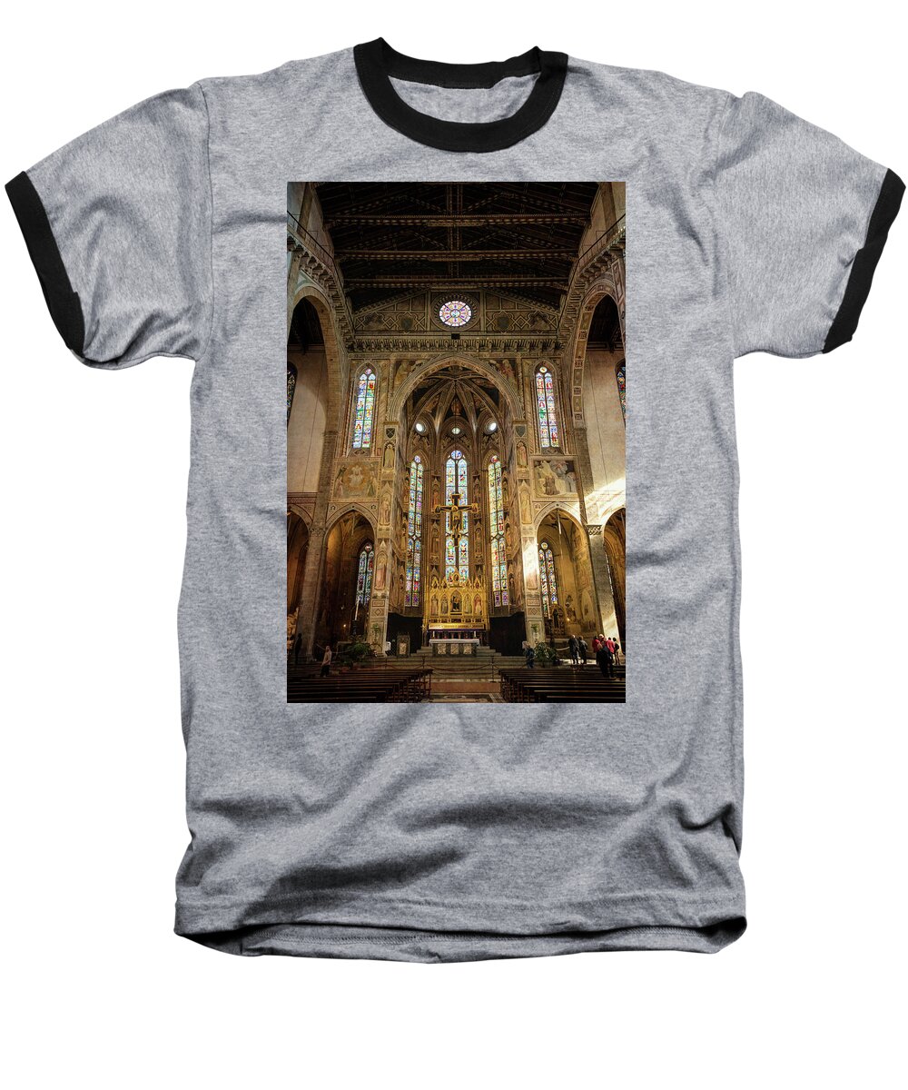 Santa Croce Baseball T-Shirt featuring the photograph Santa Croce Florence Italy by Joan Carroll