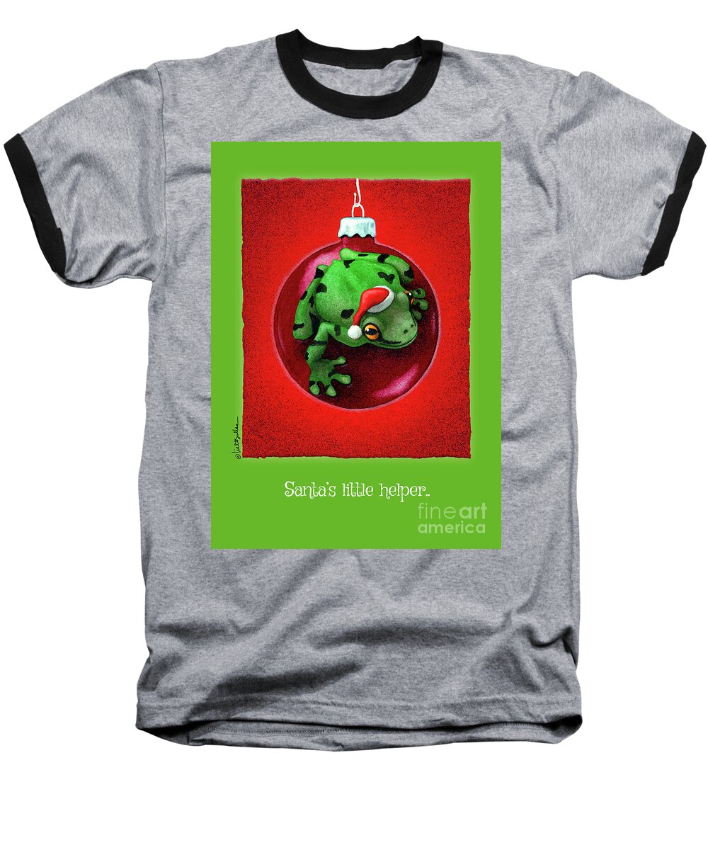 Will Bullas Baseball T-Shirt featuring the painting Santa's little helper... by Will Bullas