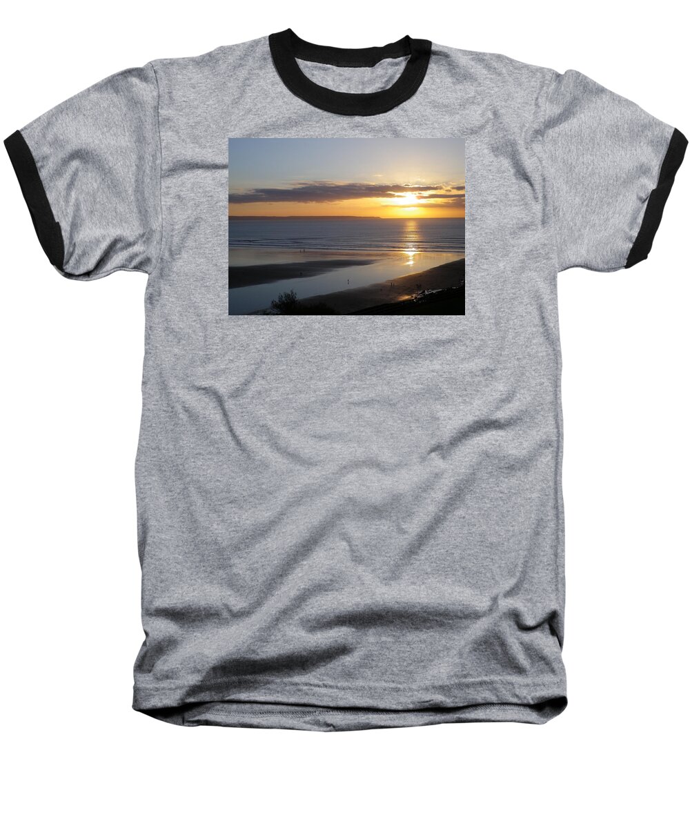 Sunset Baseball T-Shirt featuring the photograph Saunton Sands Sunset by Richard Brookes